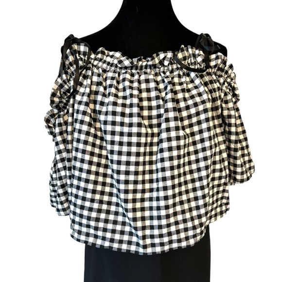 Gingham Check Off The Shoulder Tie Top - Picture 6 of 12